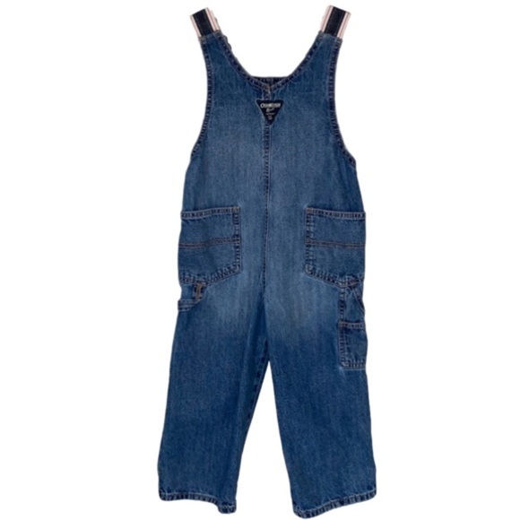 OSHKOSH B'GOSH Classic Overalls, Distressed Blue Denim, Toddler Size 4T - Picture 2 of 9